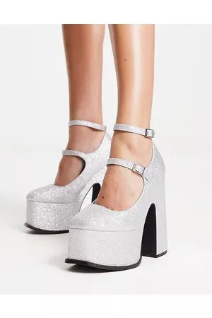 Shellys Natelle platform heeled shoes in glitter