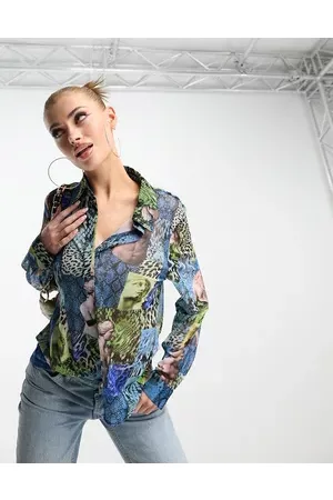 Forever Unique Oversized blouse in mixed animal print
