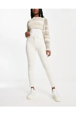 ONLY Blush skinny jeans with frayed hem in ecru