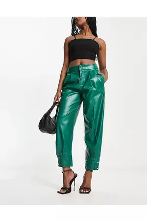 Forever Unique PU high waisted trouser coord in