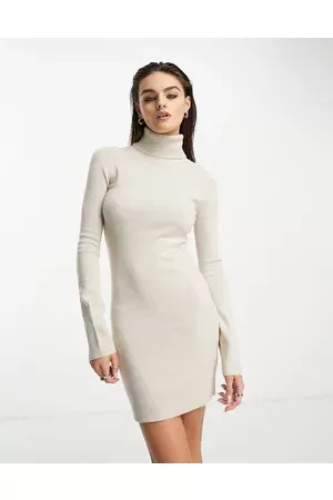 French Connection Roll neck knitted dress in oatmeal