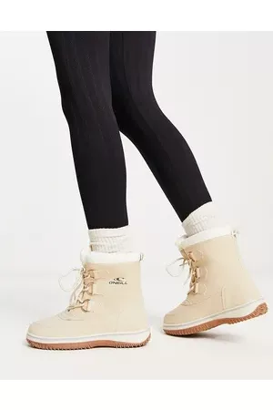 O'Neill Women Knee High Boots - Alta tall snow boots with faux fur lining in cream