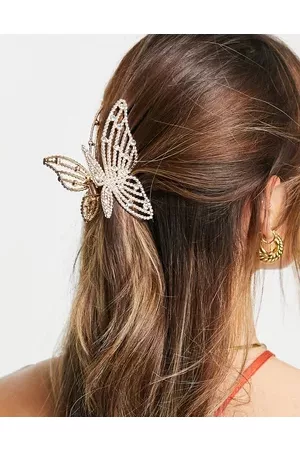 ASOS Women Hair Accessories - Hair claw with diamante butterfly detail in tone