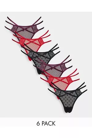 Hunkemöller Melda 6 pack strappy thong in multi