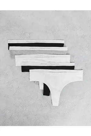 French Connection 5 pack thongs in black grey white mix