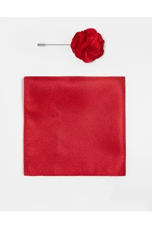 Gianni Feraud Pocket square and lapel pin in red
