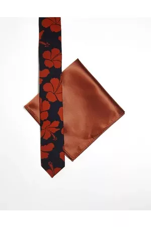 Devils Advocate Tie in floral and pocket square in