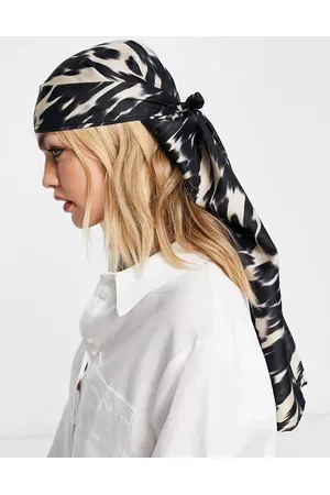 ASOS Polysatin extra large headscarf in blurred animal print in stone