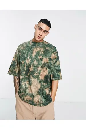 ASOS Men Short Sleeve - Oversized t-shirt in green and beige tie dye