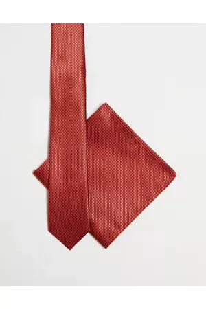Gianni Feraud Printed red tie and pocket square
