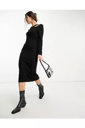 French Connection Cut out detail jersey midi dress in