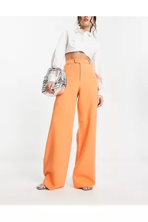 Forever Unique Wide leg tailored trouser in orange