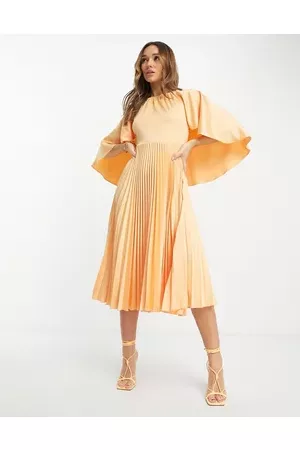 Closet Women Midi Dresses - Flutter sleeve pleated midi dress in