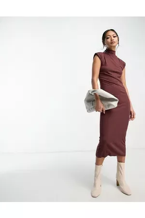 French Connection Women Casual Dresses - High neck shoulder pad jersey midi dress in