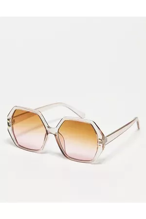 Jeepers Peepers Oversized hexagonal sunglasses in blush