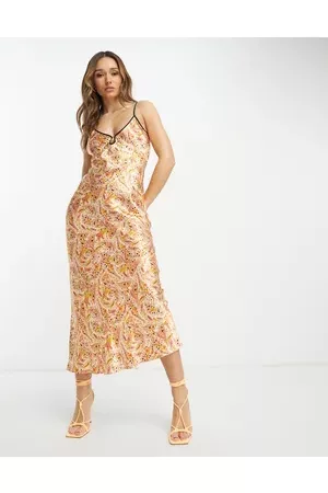 Never Fully Dressed Satin slip dress in paisley print