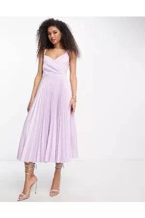 Closet Women Midi Dresses - Cowl neck pleated midi dress in lavender