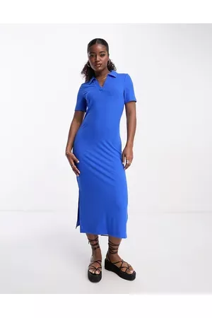 Pieces Polo neck midi dress in bright