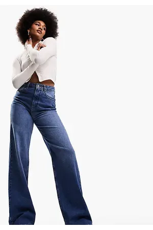 ASOS DESIGN Curve high rise 'relaxed' dad jeans in lightwash