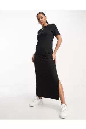 Pieces Ribbed maxi t-shirt dress in