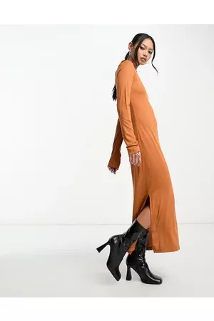 French Connection Women Casual Dresses - Meadow jersey midi dress in rust