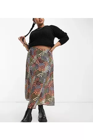 Wednesday's Girl Midi slip skirt in patchwork ditsy