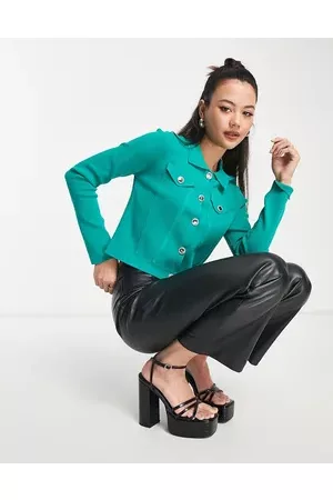 Morgan Women Jackets - Cropped fitted jacket with collar and button detail in