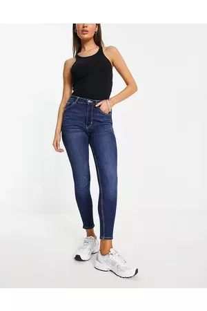 Pimkie Petite high waist skinny jeans in mid blue