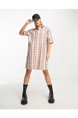 Fred Perry Check shirt dress in cream