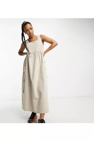 COLLUSION Utility pocket pinafore maxi dress in