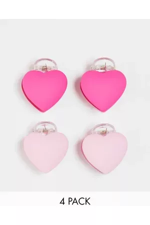 ASOS Pack of 4 mini hair claws with heart design in pink