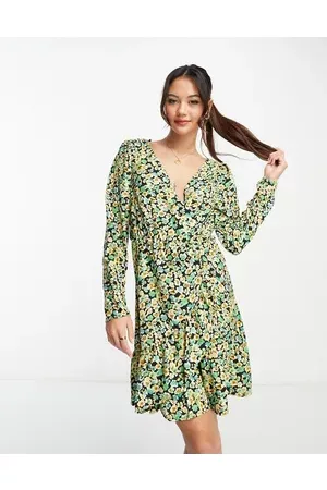 Pieces Women Casual Dresses - Giuliana floral long sleeve printed wrap dress