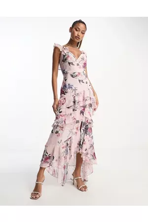 Lipsy London Women Printed Dresses - Frill detail occasion midi dress in floral