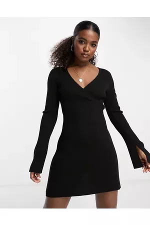 ASOS Women Casual Dresses - Knitted wrap fit and flare mini dress in