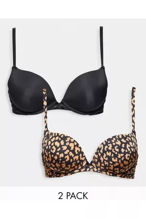 New Look Women Push Up Bras - 2 pack push up bra in neutral and leopard