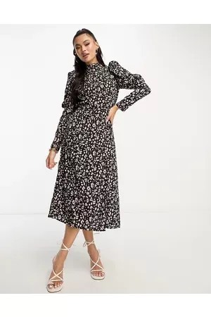 Ax Paris Women Casual Dresses - Midi dress with ruched sleeves in floral