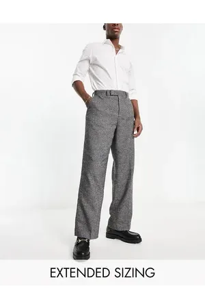 ASOS Smart wide leg wool mix trousers in black puppytooth