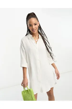 VERO MODA Textured oversized shirt dress in