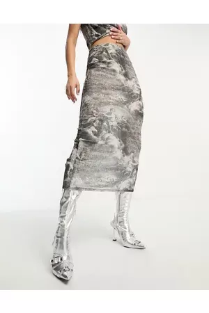 ASOS Women Sets - Mesh midi skirt co-ord in renaissance placement print