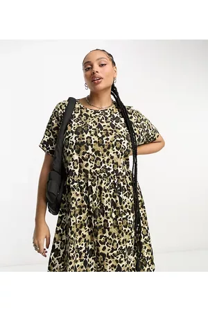 Noisy May Women Casual Dresses - Smock mini dress in leopard print