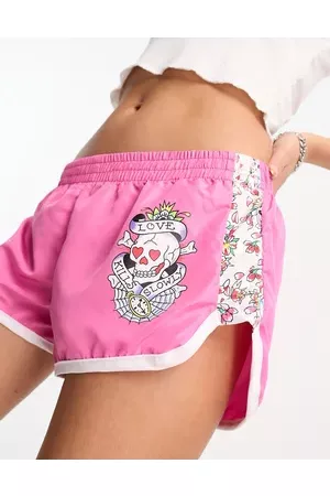 ED HARDY Women Shorts - Jersey booty shorts with logo graphic