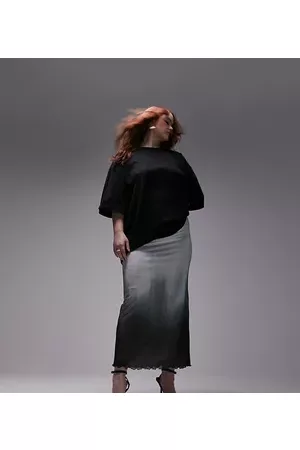 Topshop Mesh ombre midi skirt in monochrome