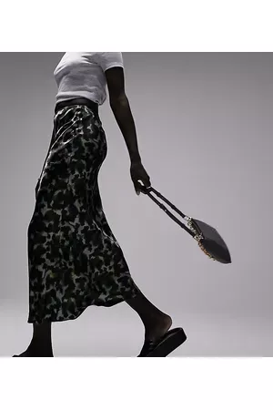 Topshop Women Printed Skirts - Bias midi non animal print skirt in