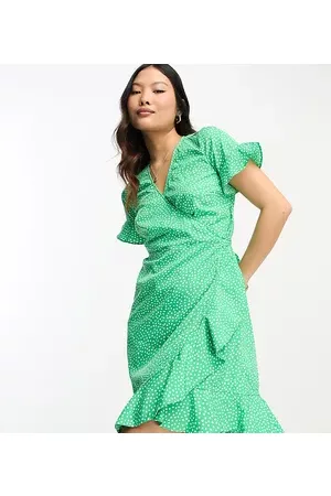 VERO MODA Wrap mini dress in bright spot print