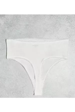 Mama Licious Women Thongs - Mamalicious Maternity 2 pack high waisted thong in white and sage green