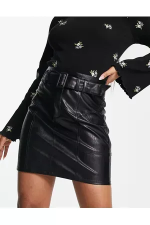 Morgan Women Mini Skirts - Faux leather belted mini skirt in