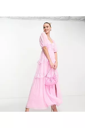 ASOS Women Maxi Dresses - ASOS DESIGN Tall open back lace insert dobby maxi tea dress in light