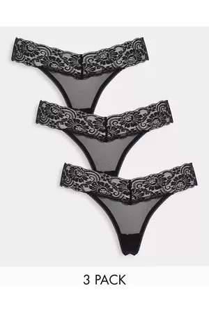ASOS Women Underwear - 3 pack knicker in malibu low rise mesh & lace