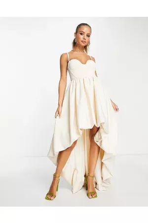 ASOS Women Maxi Dresses - Premium corset bubble high low hem maxi dress in cream