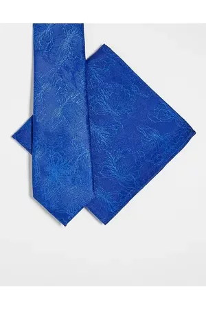 ASOS Slim tie and pocket square in abstract cobalt floral